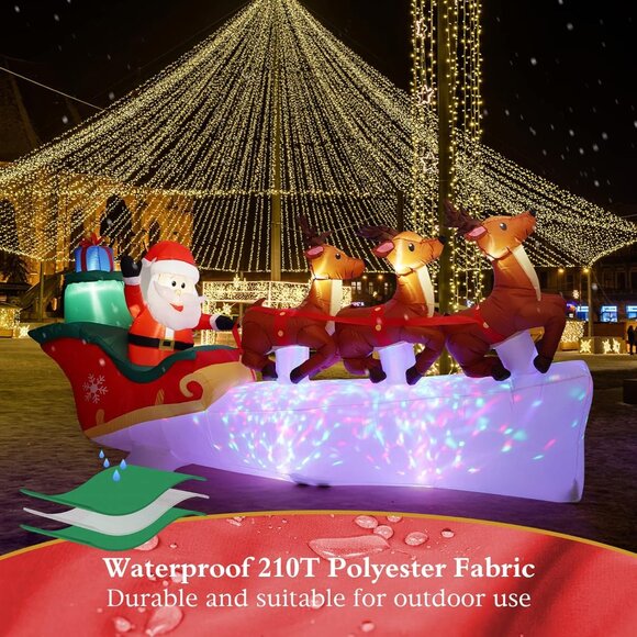 ⚡10.8 FT Christmas Inflatables Santa Reindeer Light Yard Outdoor Decorations - Picture 6 of 9